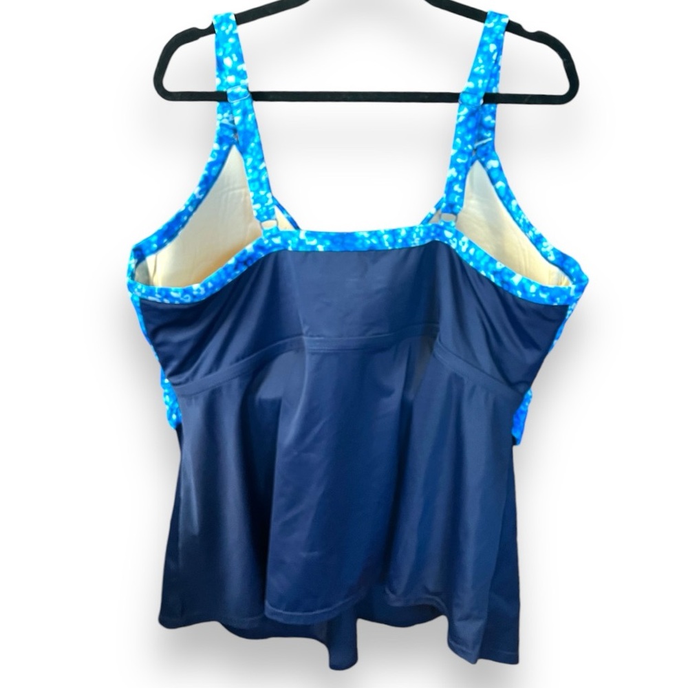 Swim365 Blue Criss Cross Tankini Top, 46DDD - Picture 7 of 10